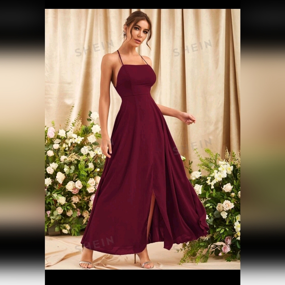 SHEIN Belle Crisscross Backless Dress with slit